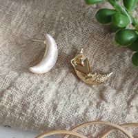 1 Pair Simple Style Moon Alloy Earrings main image 2