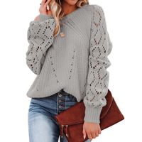 Women's Sweater Long Sleeve Sweaters & Cardigans Hollow Out Casual Solid Color main image 4