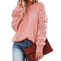 Women's Sweater Long Sleeve Sweaters & Cardigans Hollow Out Casual Solid Color main image 2