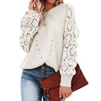 Women's Sweater Long Sleeve Sweaters & Cardigans Hollow Out Casual Solid Color main image 1
