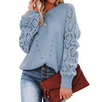 Women's Sweater Long Sleeve Sweaters & Cardigans Hollow Out Casual Solid Color main image 3