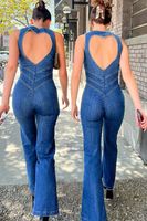 Women's Street Retro Sexy Solid Color Full Length Washed Jumpsuits sku image 1