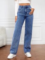Women's Street Streetwear Solid Color Full Length Pocket Washed Jeans main image 4