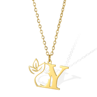 Simple Style Human Face Rabbit Stainless Steel 18k Gold Plated Pendant Necklace sku image 25
