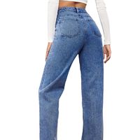 Women's Street Streetwear Solid Color Full Length Pocket Washed Jeans main image 2