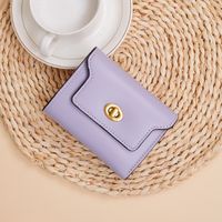 Women's Solid Color Pu Leather Lock Clasp Wallets sku image 4