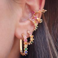 1 Par Estilo Ig Estilo Clásico Estilo Coreano Ronda Forma De Corazón Enchapado Embutido Cobre Circón Blanco Oro Plateado Chapado En Oro Pendientes main image 1