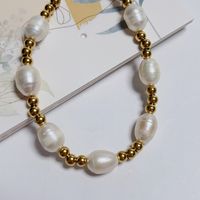 Stainless Steel Freshwater Pearl 18K Gold Plated Casual Luxurious Classic Style Plating Geometric Bracelets main image 3