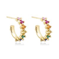 1 Pair Ig Style Classic Style Korean Style Round Heart Shape Plating Inlay Copper Zircon White Gold Plated Gold Plated Ear Studs sku image 2