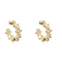 1 Pair Ig Style Classic Style Korean Style Round Heart Shape Plating Inlay Copper Zircon White Gold Plated Gold Plated Ear Studs sku image 12