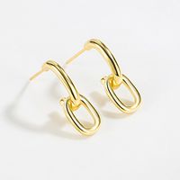 1 Pair Ig Style Simple Style Oval Plating Sterling Silver 18k Gold Plated Drop Earrings main image 3