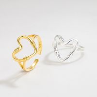 Einfacher Stil Herzform Sterling Silber Offener Ring In Masse main image 1