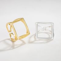 Einfacher Stil Quadrat Sterling Silber Offener Ring In Masse main image 1