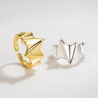 Hip-hop Simple Style Irregular Solid Color Sterling Silver Open Rings In Bulk main image 1