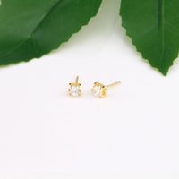 1 Pair Simple Style Geometric Plating Inlay Sterling Silver Zircon Ear Studs main image 1