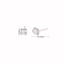 1 Pair Simple Style Geometric Plating Inlay Sterling Silver Zircon Ear Studs sku image 2