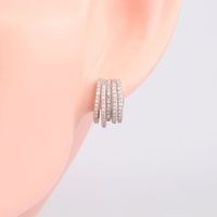 1 Paire De Base Style Moderne Géométrique Incruster Argent Sterling Zircon Boucles D'oreilles main image 3