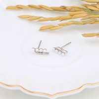 1 Pair Sweet Geometric Inlay Sterling Silver Artificial Pearls Ear Studs main image 1