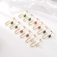 1 Pair Classic Style Geometric Plating Inlay Stainless Steel Zircon 14k Gold Plated Earrings main image 3