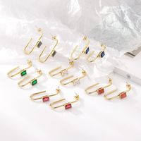 1 Pair Classic Style Geometric Plating Inlay Stainless Steel Zircon 14k Gold Plated Earrings main image 1