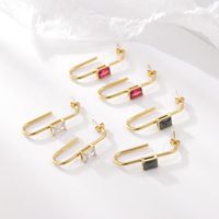 1 Pair Classic Style Geometric Plating Inlay Stainless Steel Zircon 14k Gold Plated Earrings main image 4