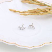 1 Pair Elegant Moon Inlay Sterling Silver Zircon Ear Studs main image 4