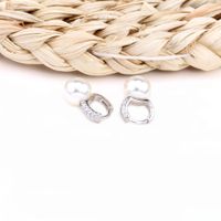 1 Pair Elegant Geometric Inlay Sterling Silver Zircon Earrings main image 3