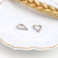 1 Pair Korean Style Geometric Inlay Sterling Silver Zircon Earrings main image 3