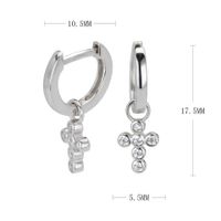 1 Pair Modern Style Cross Inlay Sterling Silver Zircon Drop Earrings sku image 1