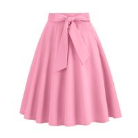 Spring Autumn Casual Solid Color Cotton Blend Midi Dress Skirts main image 9