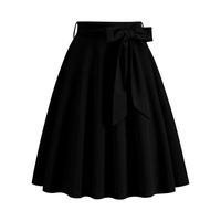 Spring Autumn Casual Solid Color Cotton Blend Midi Dress Skirts main image 7