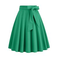 Spring Autumn Casual Solid Color Cotton Blend Midi Dress Skirts main image 5