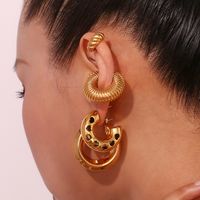 1 Pair Simple Style C Shape Stainless Steel 18K Gold Plated Earrings main image 4