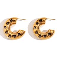 1 Paar Einfacher Stil C-Form Rostfreier Stahl 18 Karat Vergoldet Ohrringe main image 3