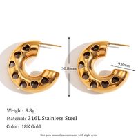 1 Pair Simple Style C Shape Stainless Steel 18K Gold Plated Earrings main image 5