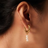 1 Pair IG Style Casual Sweet Round Asymmetrical Plating 304 Stainless Steel K Gold Plated Drop Earrings main image 2