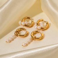 1 Pair IG Style Casual Sweet Round Asymmetrical Plating 304 Stainless Steel K Gold Plated Drop Earrings main image 4