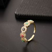 Lady Simple Style Geometric Devil's Eye Copper Plating Inlay Zircon Open Rings main image 3