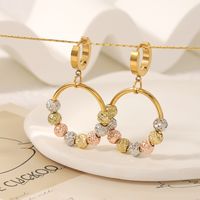 1 Pair IG Style Vintage Style Classic Style Circle Round Spiral Stripe Plating Stainless Steel 18K Gold Plated Drop Earrings main image 5