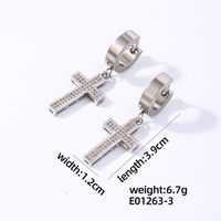 1 Pair Hip-Hop Rock Cross Key Plating Inlay 304 Stainless Steel Copper Zircon Drop Earrings sku image 4
