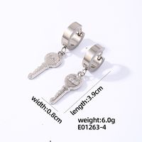 1 Pair Hip-Hop Rock Cross Key Plating Inlay 304 Stainless Steel Copper Zircon Drop Earrings sku image 1