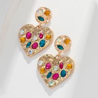 Wholesale Jewelry Sweet Heart Shape Alloy Rhinestones Inlay Drop Earrings main image 1