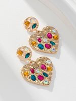 Wholesale Jewelry Sweet Heart Shape Alloy Rhinestones Inlay Drop Earrings sku image 1