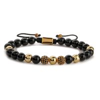 Retro Roman Style Geometric Howlite Stone Tiger Eye Beaded Inlay Zircon Unisex Bracelets sku image 5