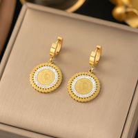 304 Stainless Steel 18K Gold Plated Simple Style Plating Inlay Portrait Round Artificial Rhinestones Bracelets Earrings Necklace main image 5