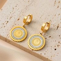 304 Stainless Steel 18K Gold Plated Simple Style Plating Inlay Portrait Round Artificial Rhinestones Bracelets Earrings Necklace main image 3