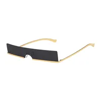 Narrow Frame Sunglasses Metal  New Trendy Women's Small Square Sunglasses Sunglasses Punk European And American Concave Shape sku image 13