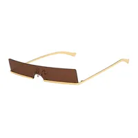 Narrow Frame Sunglasses Metal  New Trendy Women's Small Square Sunglasses Sunglasses Punk European And American Concave Shape sku image 18