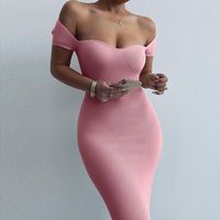 Women's Sheath Dress Basic Sexy Simple Style V Neck Backless Short Sleeve Solid Color Maxi Long Dress Casual Home Daily main image 1