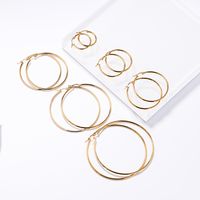 6 Pieces Basic Rock Modern Style Circle Plating 201 Stainless Steel 18K Gold Plated Earrings main image 4
